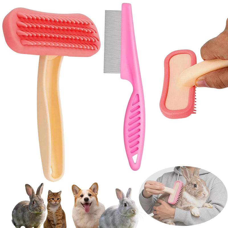 2pcs Rabbit Brush, Bunny Brush, Small Animal Grooming Comb, Removes Loose Fur, Detangles & Massages for Rabbits, Chinchi