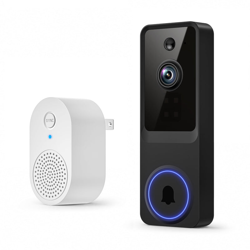 ByteBlaz 1080p Wireless Video Doorbell Camera, Smart AI Human Detection, Battery Powered, Two Way Talk, Live View, Night Vision, 2.4G WiFi Only, Cloud Storage, Pet Camera, Indoor Outdoor Surveillance