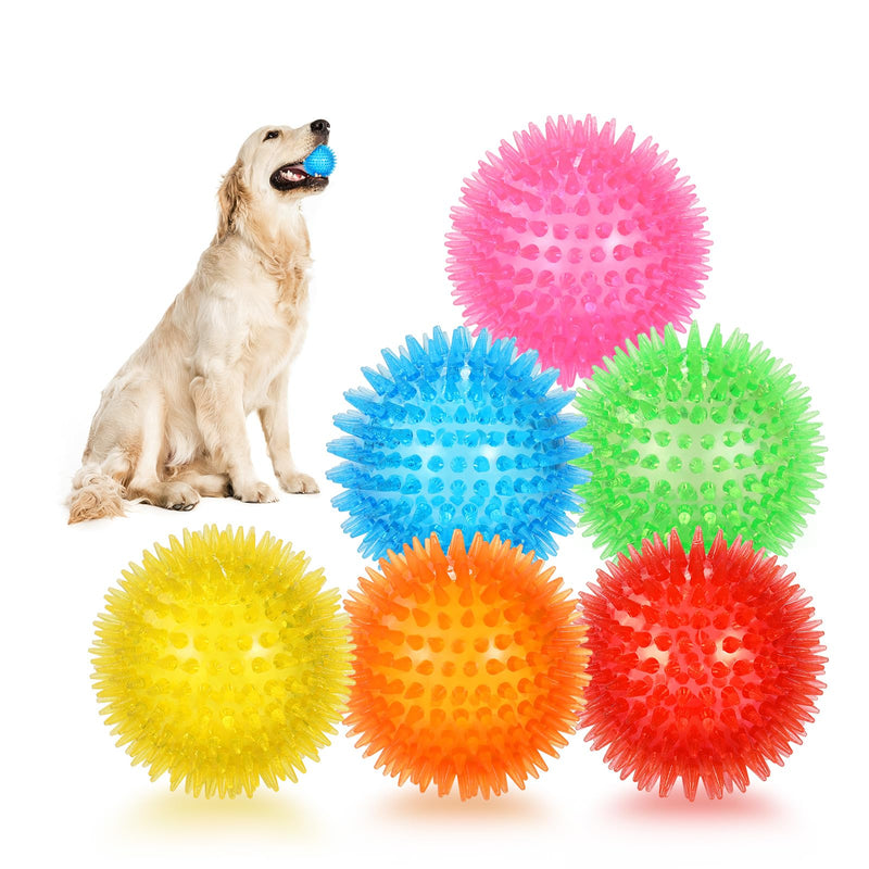petizer 6 Pack 2.5” Squeaky Dog Toy Balls, Floating Dogs Pool Balls, Spiky Dog Balls, Durable Interactive Fetch Toys for Puppy, Dog Chew Toys for Teething (2.5