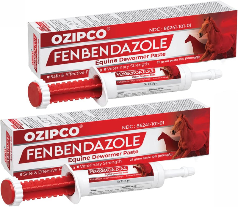 Fenbendazole Equine Dewormer Paste 10% for Horses | 25 Gram Oral Paste Syringe | Broad Spectrum Horse Wormer | Apple Fla