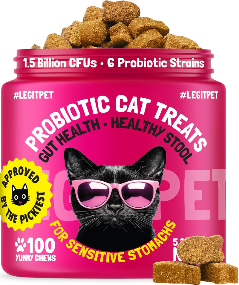 LEGITPET Probiotic Cat Treats with Prebiotics – Digestive Support Soft Chews with Pumpkin & Papaya – Supports Gut Health, Stool Quality & Immune Function – 100 Pet Chicken-Flavored Chews