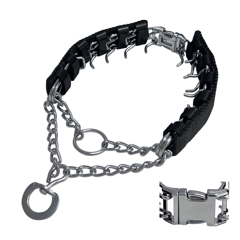 Prong Training Collar for Dogs, Adjustable Dog Pinch Collar with Quick Release Buckle, No Pull Collar for Small Medium Large Dogs, Extra Link and Caps