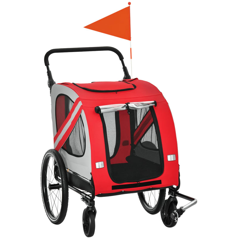 Aosom 2-in-1 Pet Bike Trailer for Small Medium Dogs, Road-Visibility Dog Stroller Bicycle Carrier, Weather-Strong Bike Wagon Trailer Sidecar Attachment