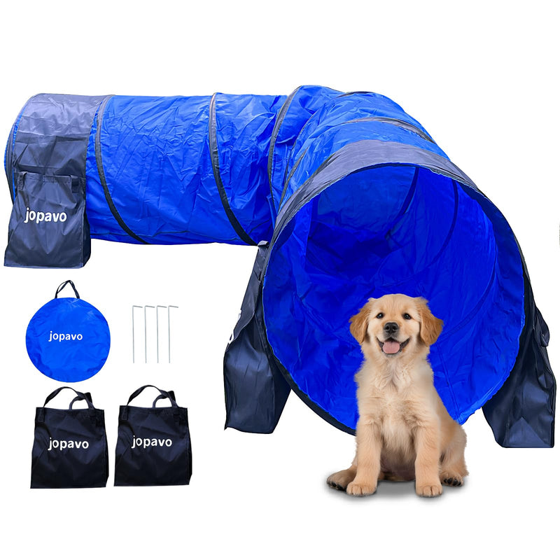 Dog Agility Training Equipment Tunnel:JOPAVO 10 Foot Agility Tunnel with 2 Pack Sandbags, Carry Bag and 4 Ground Spikes.Ideal Agility Equipment for Dog Obstacle Course,Exercise&Park