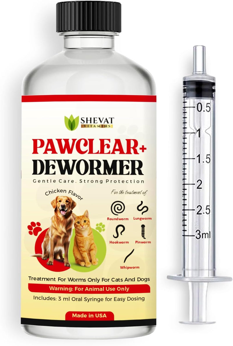 pawclear dewormer – Advanced Dewormer for Cats & Dogs | Safe & Effective Liquid Worm Treatment | Chicken Flavor
