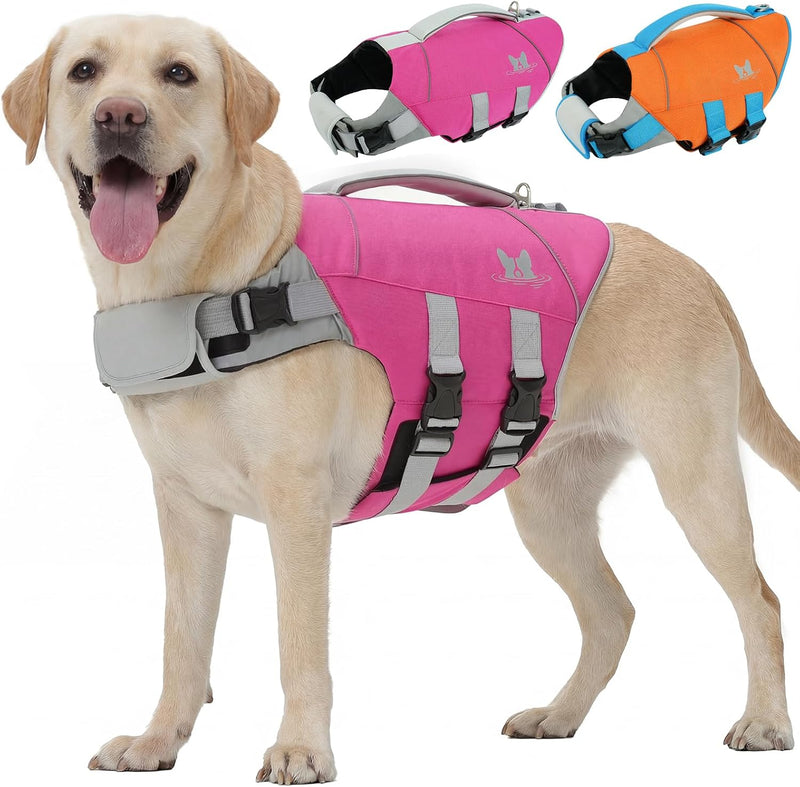 Nanaki Dog Life Jacket Large, Dog Life Vest for Swimming Boating-High Buoyancy Dogs Swim Vest with Rescue Handle D-Ring