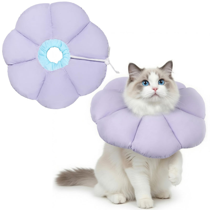 Maiiu Soft Cat Cone Collar After Surgery, Cat Recovery Collar to Stop Licking Wounds, Adjustable Elizabethan E-Collar for Cats Waterproof Donut Collar for Wound Healing (Purple, Small)