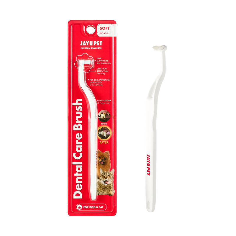 JAYU PET Dental Care Brush with Soft Bristles 1ea - Dog Toothbrush, Cat Toothbrush, Dental Care for Kitten and Small Dogs, Removing Old Plaque and Tartar, Easy Cleaning