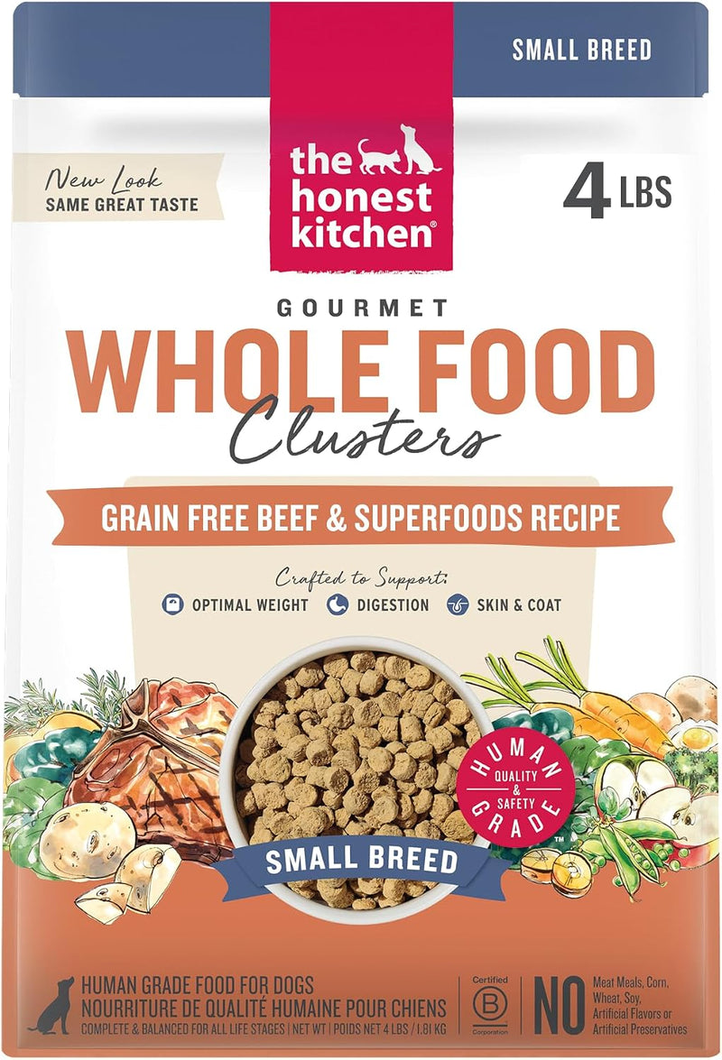 The Honest Kitchen Grain Free Beef & Superfoods Whole Food Clusters, Human Grade Dry Dog Food for Small Breeds, Vet-Craf