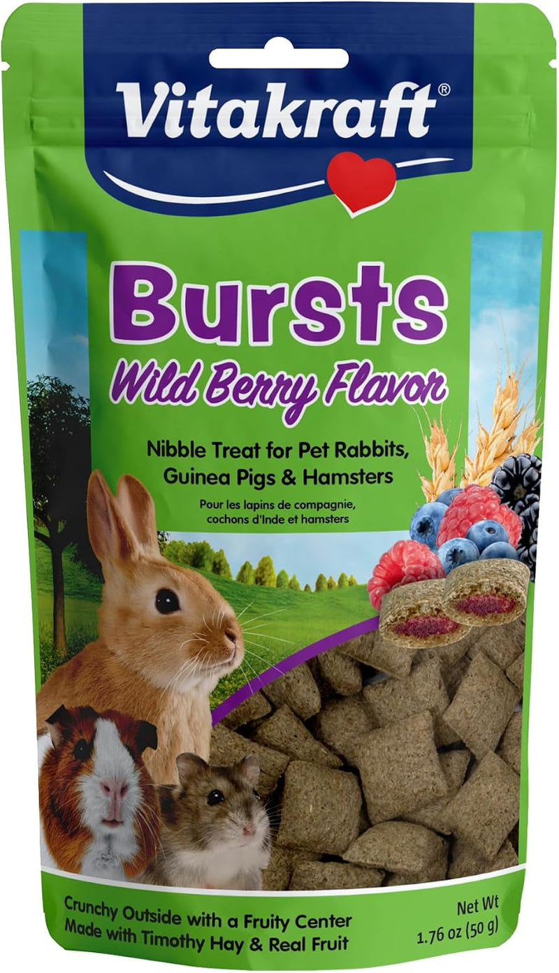 Vitakraft Bursts Small Animal Treat Wildberry Flavor 1.76 oz - Crispy Outside with Soft Berry Center - Fun Reward Snacks