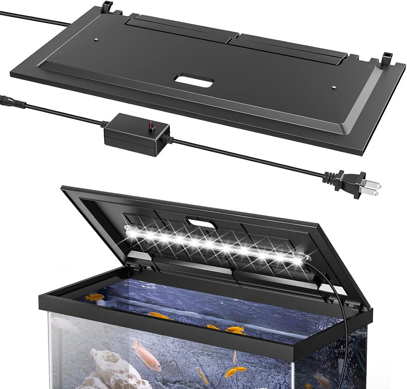 LED Aquarium Hood, White Lights, Fits 24