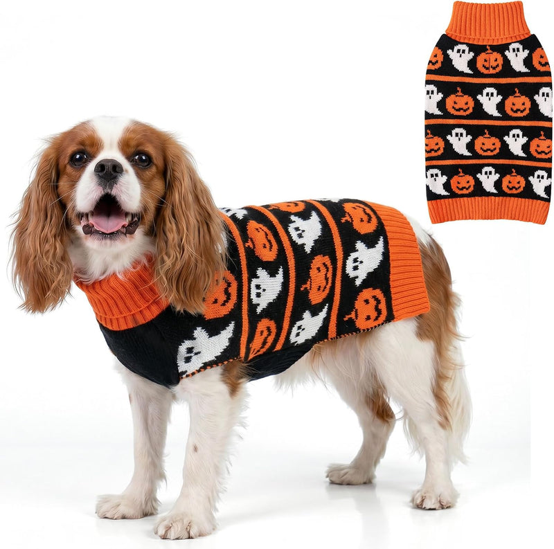 KYEESE Dog Halloween Sweater for Small Dogs Knit Pet Outfit with Pumpkin