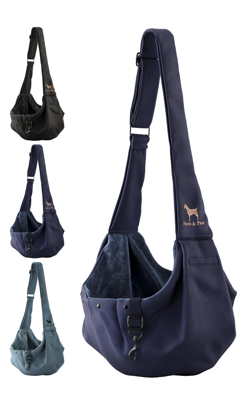 Noah & Paw Dog Sling Carrier for Small Dogs 3-10lb, Dog Sling for Small Dogs and Cats, Dog Carrier with Adjustable Padded Strap, Premium Twill, Lined with Fur, Double Safety Feature, Machine Washable