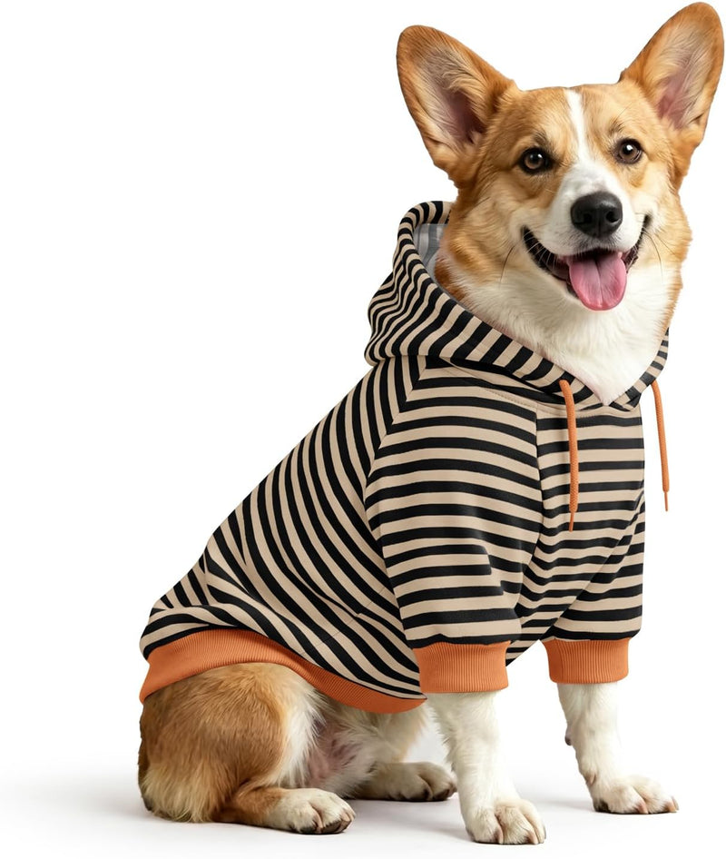 Haloumoning Dog Striped Hoodies Sweatshirt Pets Warm Sweatshirt Costume