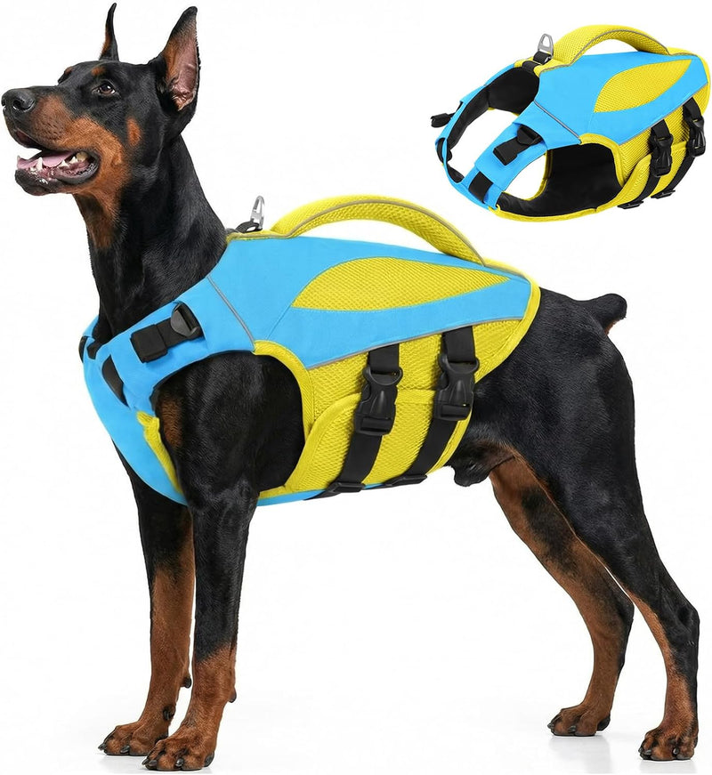 AOFITEE Dog Life Jacket Reflective Dog Life Vest for Swimming Boating, L