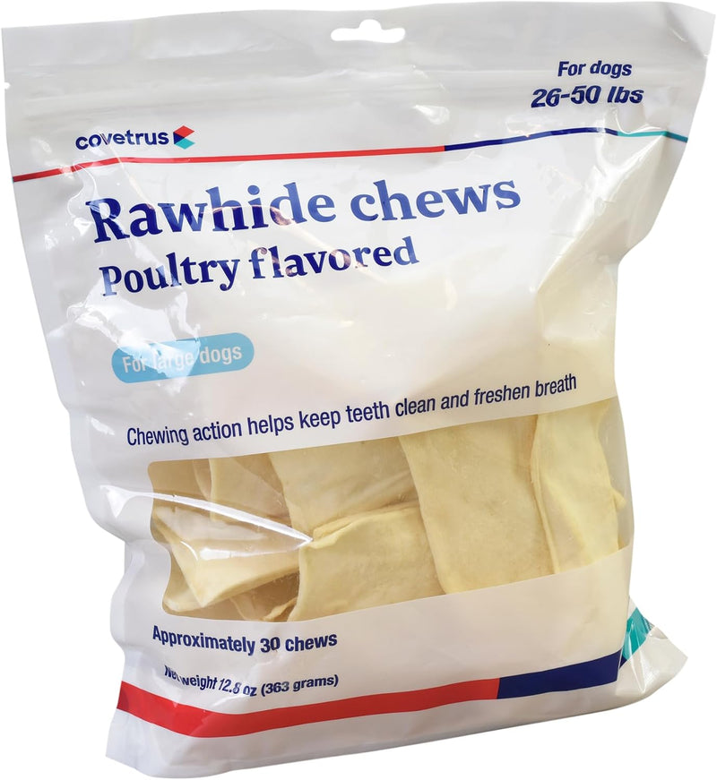 Covetrus Dental Rawhide Chews for Large Dogs 25-50 lb, Large Oral Care Treats to Help Reduce Plaque & Tartar, Freshen Br