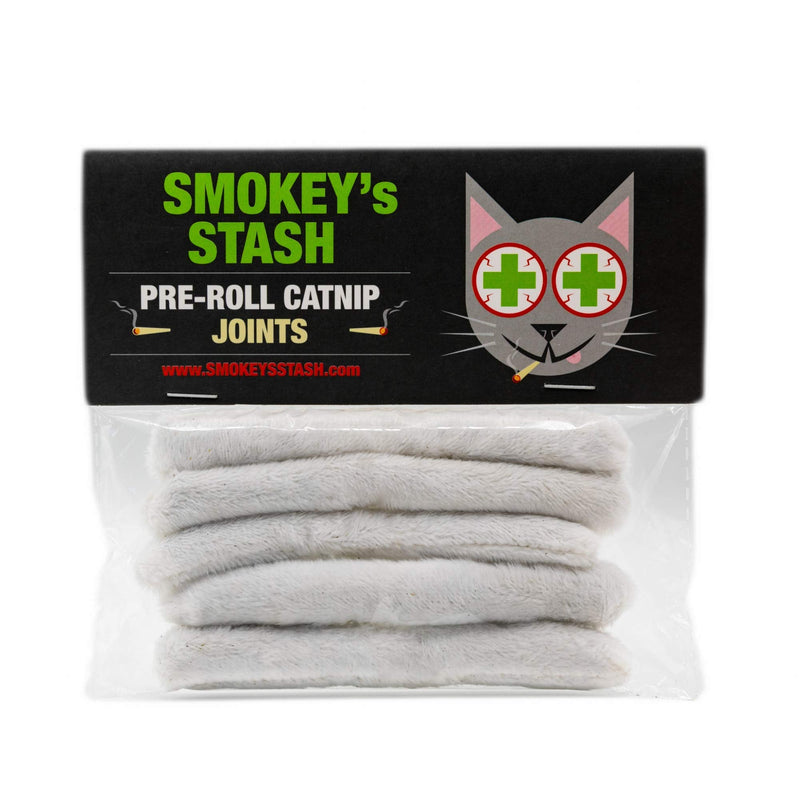 Smokey's Stash Funny Catnip Joint Toy for Cats (5-Pack) - High Potency All-Natural Catnip Kicker - Durable Hand-Rolled Cotton Novelty Cat Gift Interactive Kitten Toy Joints