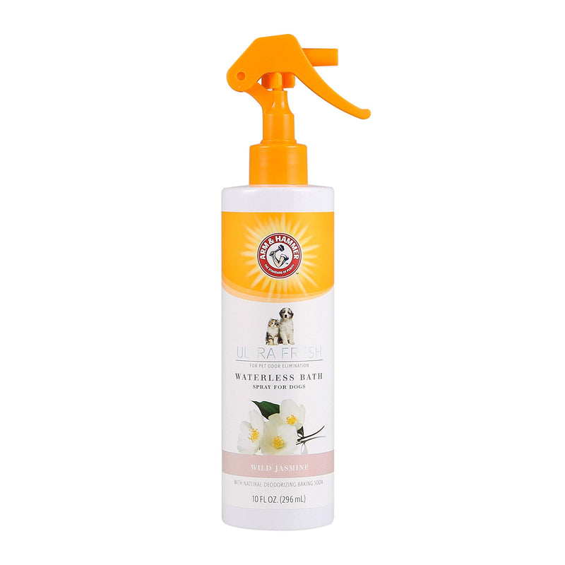 Arm & Hammer Ultra Fresh Waterless Dog Bath Spray, Baking Soda Deodorizer No-Rinse Dry Dog Shampoo for Between-Bath Odor Control and Coat Freshening, White Jasmine Scent, 10 Fl Oz