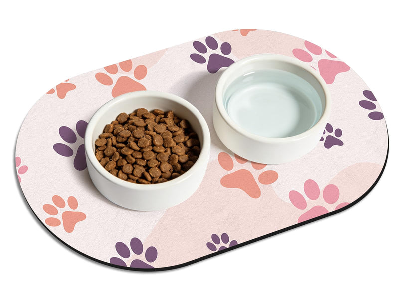Cat Food Mat Small - 20''x12'' Absorbent Cat Feeding Mat, Pet Water Mats Protect Floor, No Stains Quick Dry Pet Placemats for Food and Water Bowl, Non-Slip Base Cats Bowl Mats for Messy Drinkers