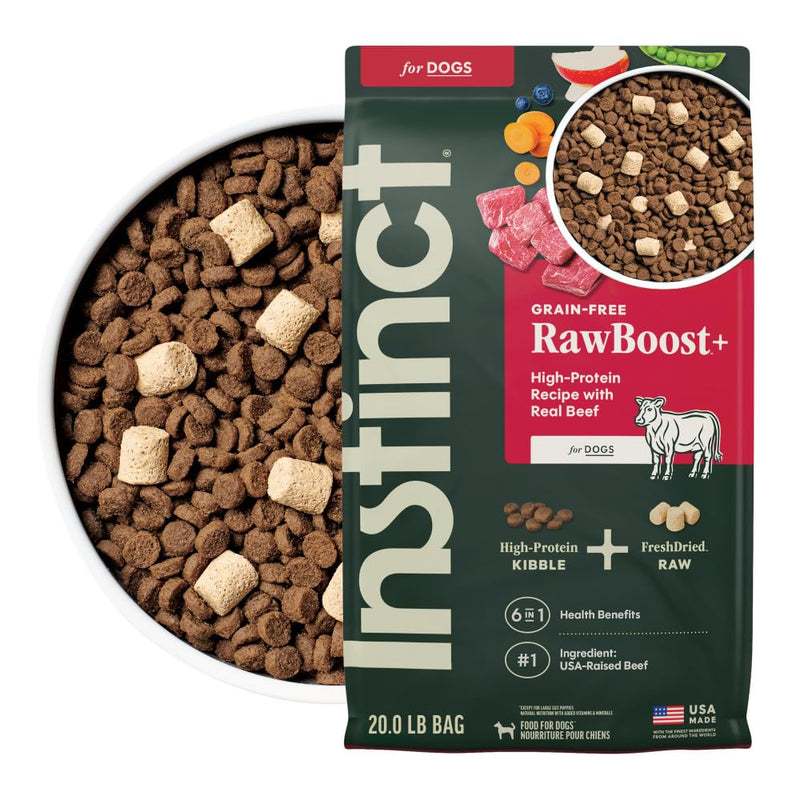 Instinct RawBoost, Natural Dry Dog Food with Freeze-Dried Pieces, High Protein, Grain-Free Recipe - Real Beef, 20 lb. Bag