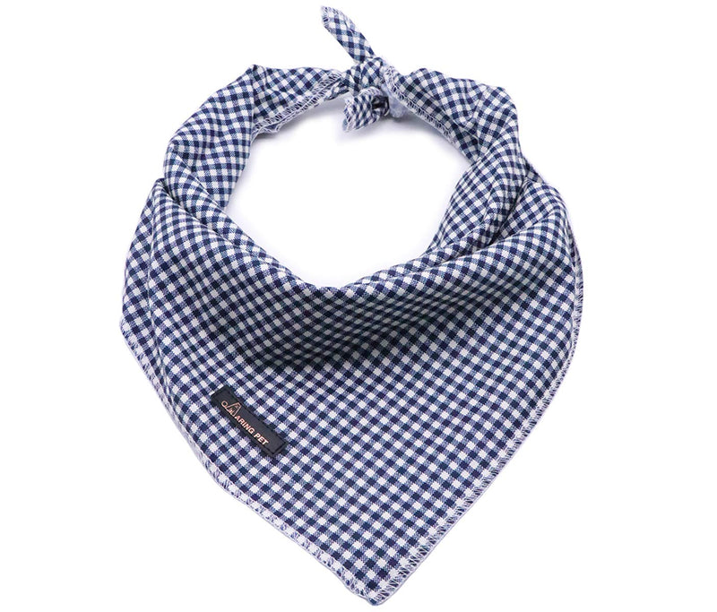 ARING PET Dog Bandanas, Navy Plaid Kerchief Triangle Bibs Scarf for Puppy Small Medium Large Boy Girl Dogs Cats-L