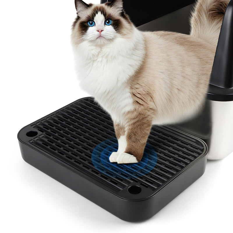 Bartuke Litter Box Step, Cat Step/Ramp/Catcher with Filter Function, Easy to Clean, Ideal for Kitten & Elderly Cats (Black)