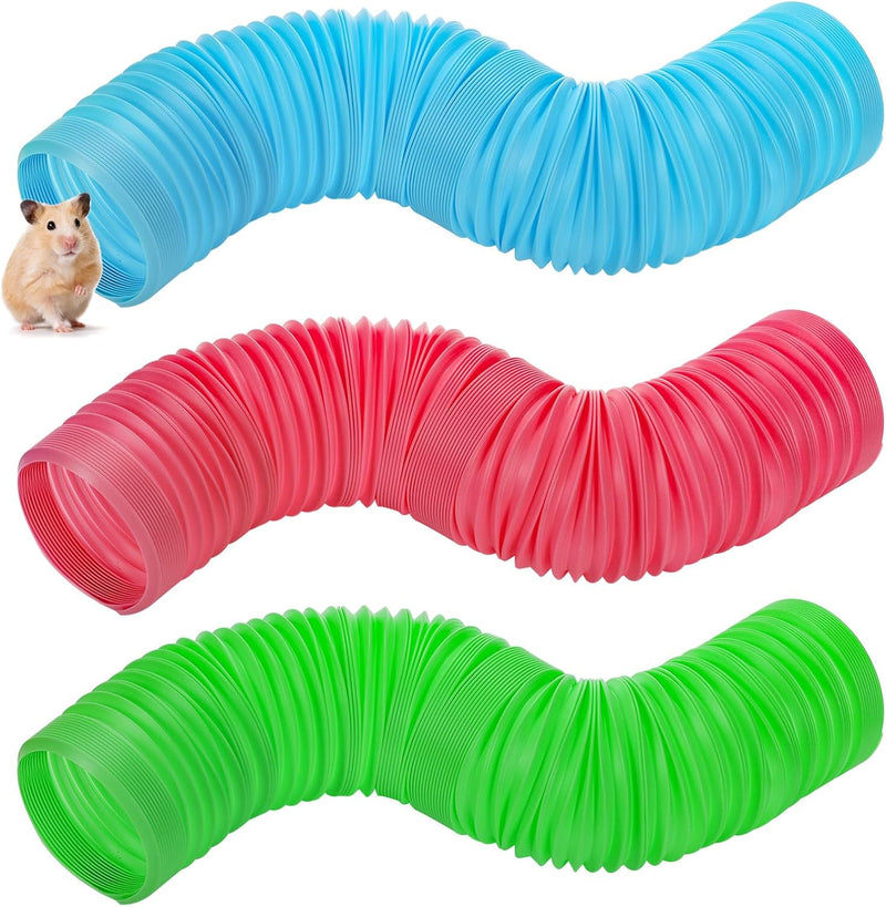 ZENFUN 3 Packs Hamster Fun Tunnels, Pet Mouse Plastic Tube, Collapsible Plastic Tunnel, Tube Pet Hideaway, Training Hide