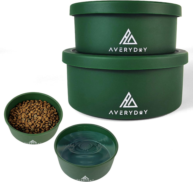 AVERYDAY 50 Oz Travel Dog Bowls with Lids, 2-in-1 Portable Pet Bowls for Food and Water, Leakproof Travel Dog Food & Wat