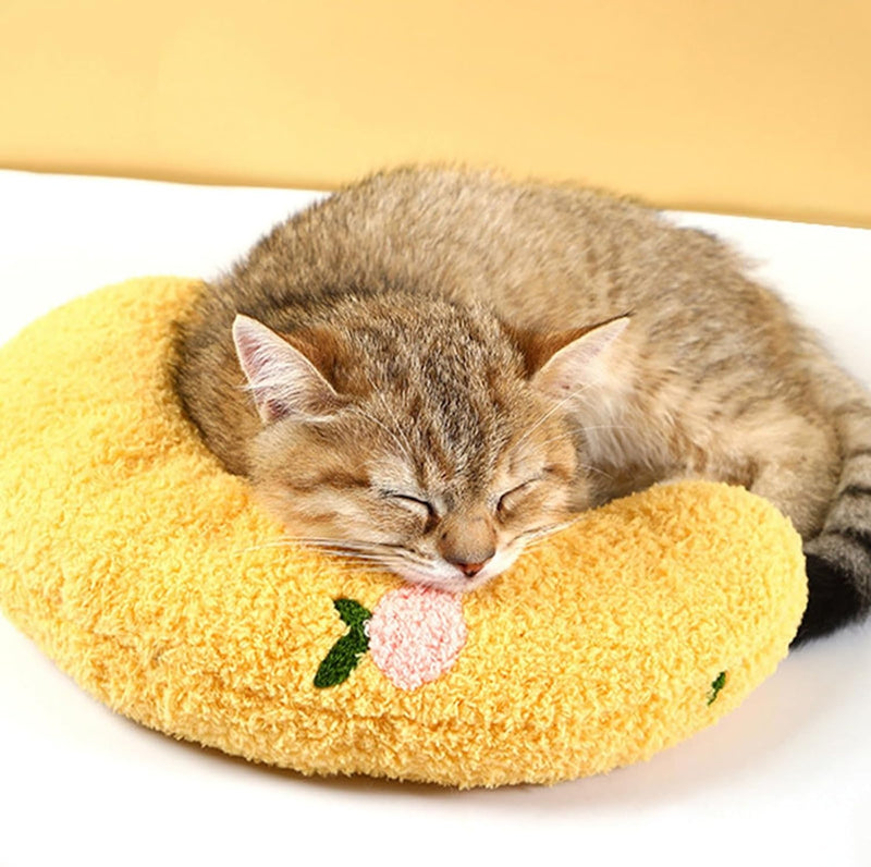 Little Pillow for Cats Puppies Ultra Soft Fluffy Pet Calming Toy Half Donut Cuddler for Joint Relief Sleeping Improve Ma