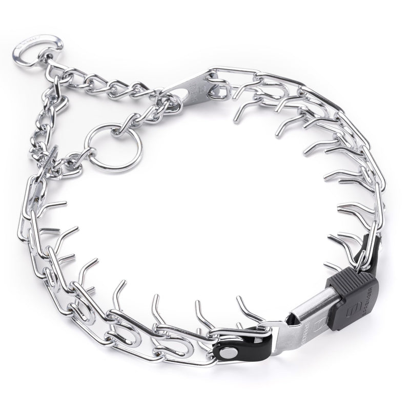 Herm Sprenger Prong Collar with Quick Release Cliclock Buckle & Short Links & Biothane Insert | Chrome Plated Steel No Pull Dog Training Collar Made in Germany, 20in x 3.0mm Necks up to 16-17in, Black