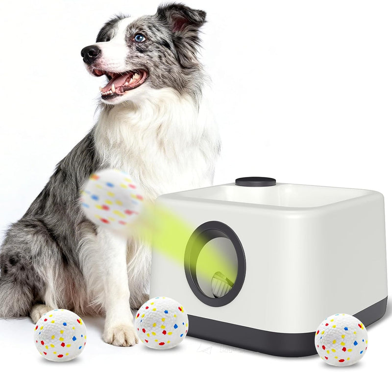 Automatic Dog Ball Launcher, Auto & Manual Dual Mode Dog Ball Thrower, Interactive Dog Toy for Boredom & Brain Stimulati