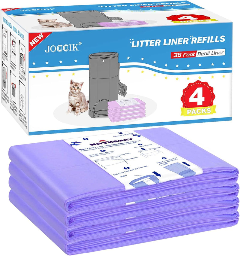 Litter Refill Bags Compatible with Litter Chanp, 4 Pack One 36 Foot Litter Waste Receptacle Refill Liners