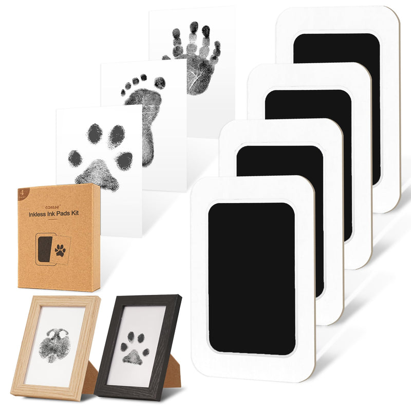 catose Inkless Paw Print Kit for Dogs,Cats & Babies - Clean Touch Dog Nose & Baby Handprint Kit,Mess Free Dog Paw Print Kit,4-Pcs Ink Pads & 2 Wooden Frames - Keepsake Gifts for Pet Lovers,New Moms