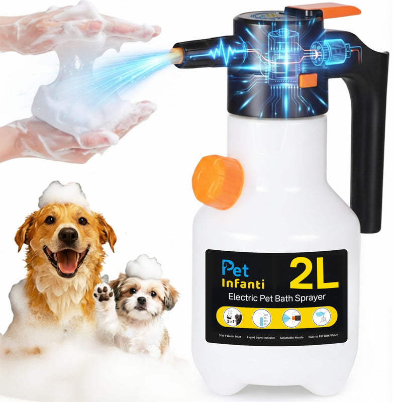 Electric Dog Shampoo Dispenser & Foamer – Rechargeable Dog Soap Sprayer, Portable Pet Bathing Tool for Cats & Dogs (2L)