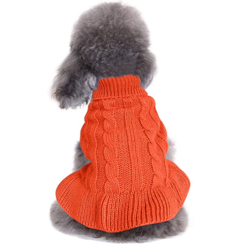 CHBORCHICEN Small Dog Sweaters Knitted Pet Cat Warm Dog Sweatshirt Winter Clothes Kitten Puppy Sweater (M, Dress-Orange)
