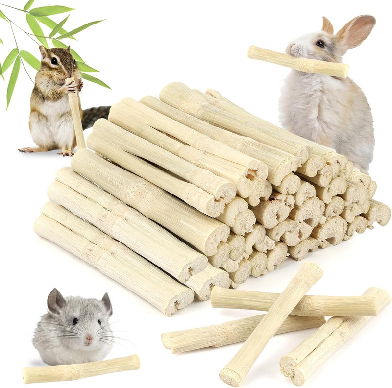 300g Sweet Bamboo Sticks for Rabbits, Bunny Chew Toys for Small Pets