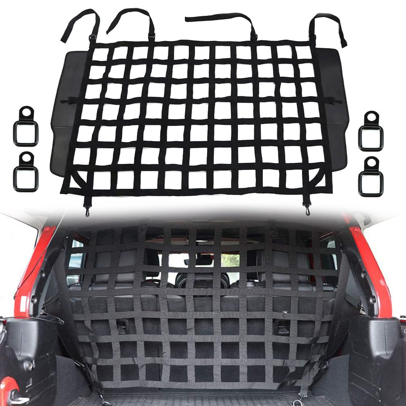 G Dog Barrier Rear Cargo Net Compatible with Jeep Wrangler Accessories JK JL Unlimited Sahara 4-Door 2007-2025, Safety Mesh Pet Divider for Medium, Large Pets, Easy to Install