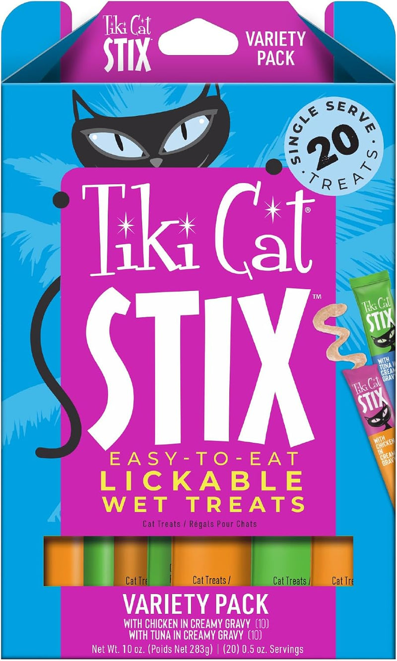 Tiki Cat Stix Wet Cat Treats, Variety Pack, 10 oz Box (20 Stix)