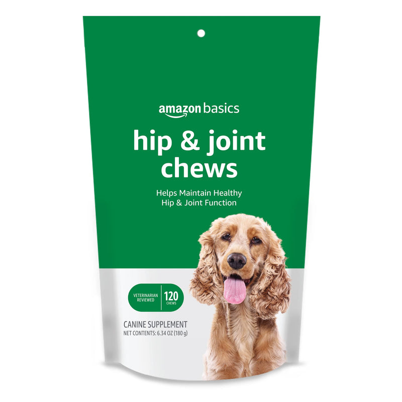 Amazon Basics Dog Hip & Joint Daily Supplement Chews with Glucosamine, MSM, and Vitamin C, Duck Flavored, 120 Count (Previously Solimo)