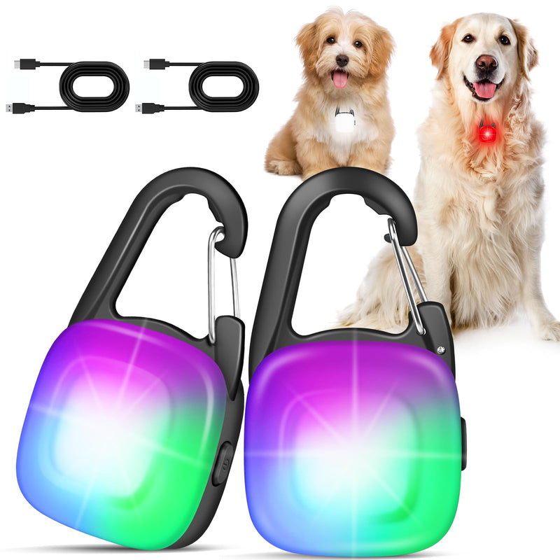 Dog Collar Light, 2 Pack Rechargeable LED Dog Lights for Night Walking,4 Modes IP68 Waterproof Clip On Safety Light for Night Running, Camping, Hiking, Cycling