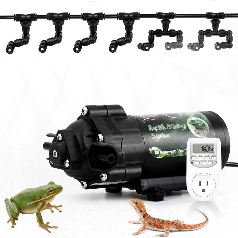 LANUEVA Reptile Humidifier Quieter Mister with 6 Nozzles (with Timer)
