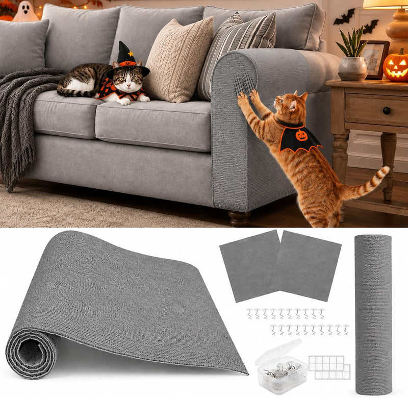 4Pack Cat Scratch Furniture Protector, Self-Adhesive, Light Gray