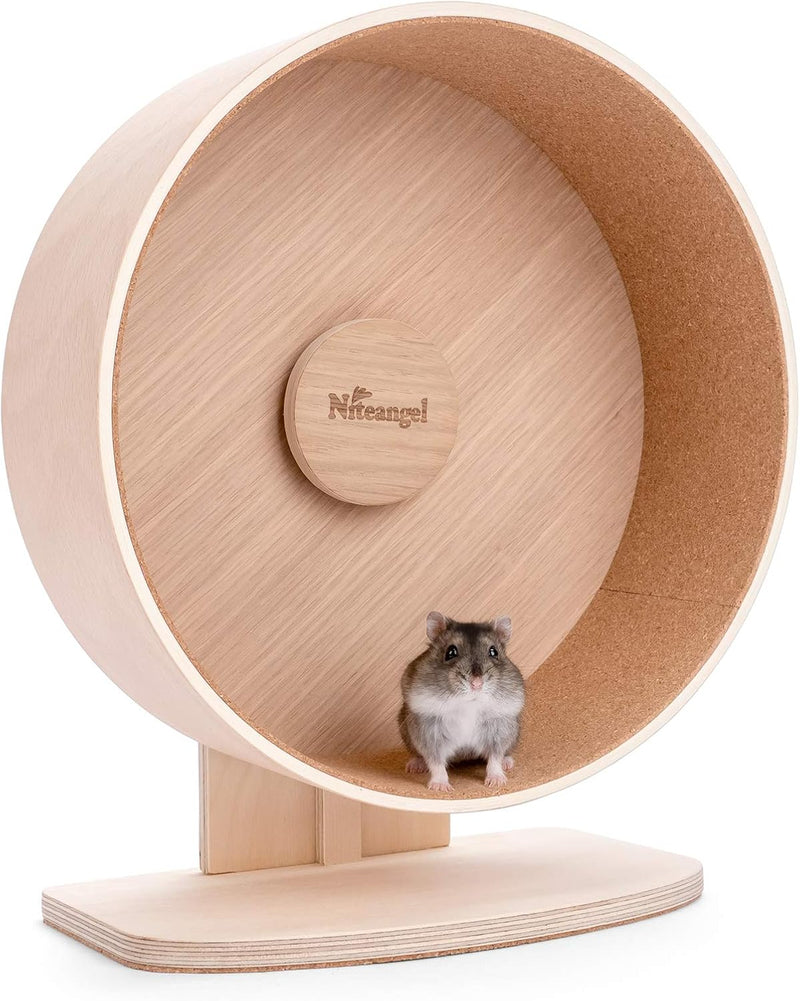 Niteangel Wooden Hamster Exercise Wheel: - Silent Hamster Running Wheel for Hamsters Gerbil Mice and Other Similar-Sized