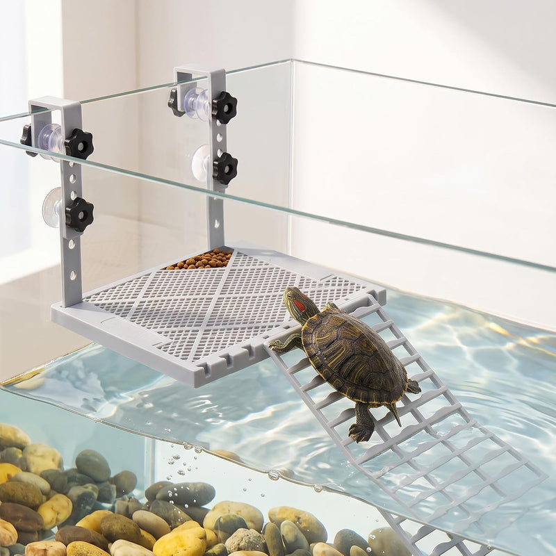 Hanging Turtle Basking Platform with Food Tray and Ramp