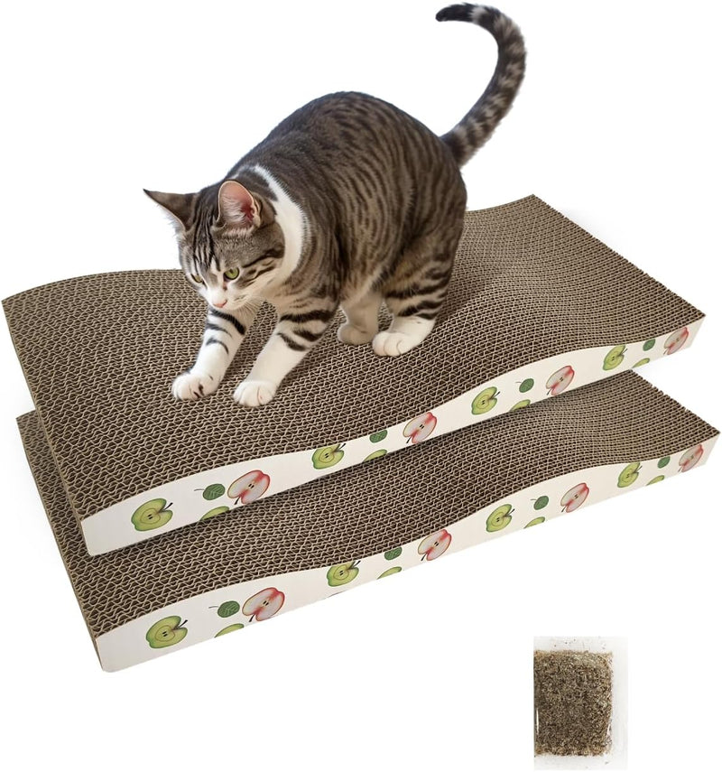 TIMHAKA Cat Scratching Board, Corrugate Cat Scratcher for Indoor Cats with Catnip, Cat Scratch Pad with Premium Scratch