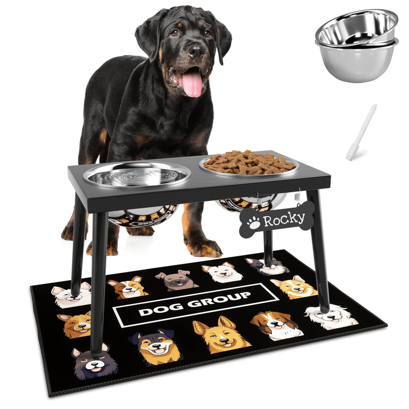 ADENGL Metal Raised Dog Bowl Stand for Large and Medium Dogs, Stronger Elevated Dog Bowls with Sprill Proof Mat, Pet Food & Water Bowls 10