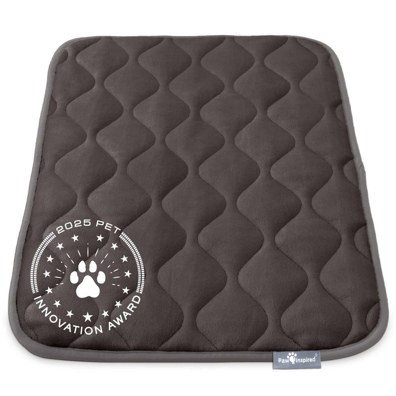 Paw Inspired Washable Padded Crate Mats for Dogs | 29” x 18” Pad, Fits 30-inch Kennels | Leakproof, Waterproof Bottom, Plush Pet Beds (Gray)