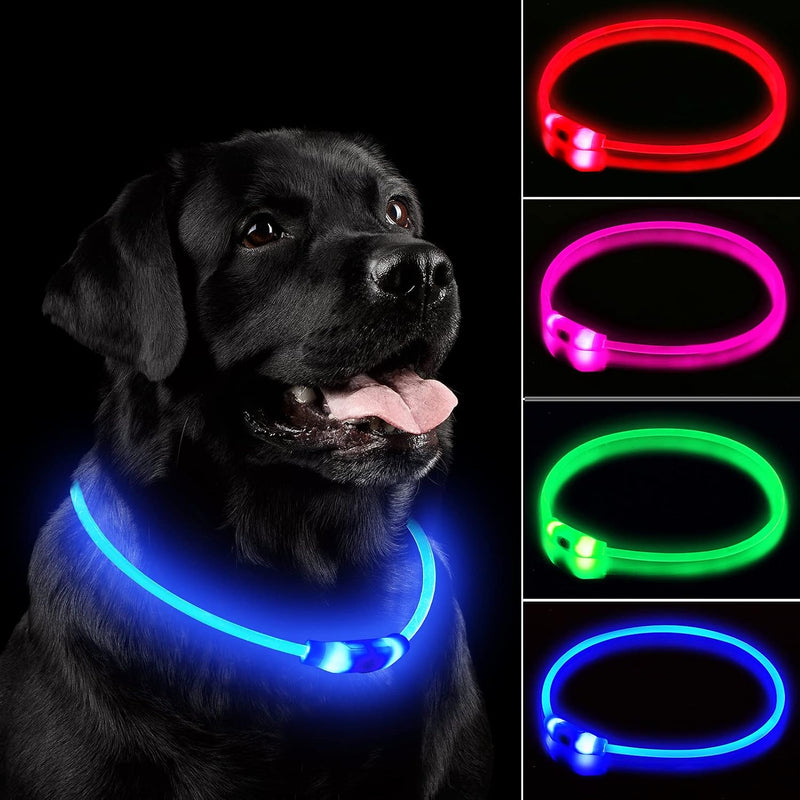 NOVKIN LED Dog Collar, Cut-to-Fit Light Up Dog Collar for Night Walking, IP67 Waterproof USB Rechargeable Glowing Pet Co