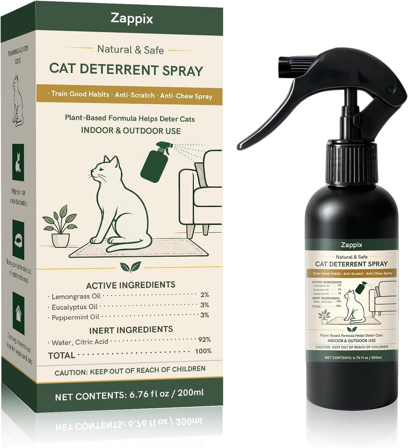 Cat Deterrent Spray, Natural Cat Repellent for Furniture & Home, Anti-Scratch and Anti-Chew Training Spray, Plant-Based