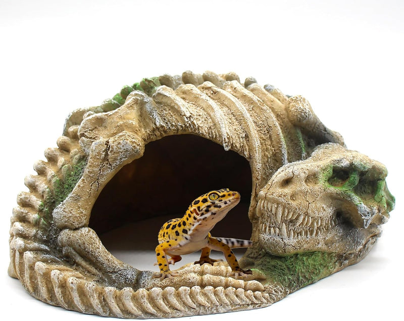 Reptile Hide Skull Animal Skeletons Decorations, Aquarium Hideaway Cave Fish Tank Decorations for Amphibians, Betta Fish